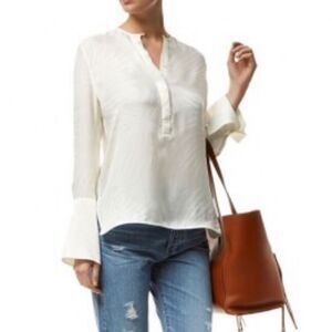 Equipment Ivory Silk Palm Print Blouse Size Small